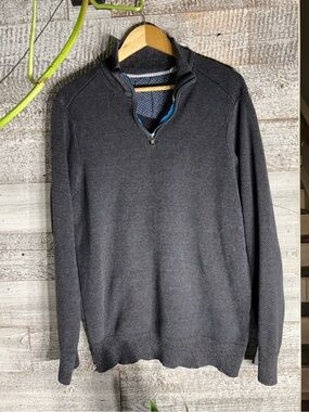 Robert Graham | Knit Quarter 1/4-Zip Pullover Sweater - Men's Large, Gray